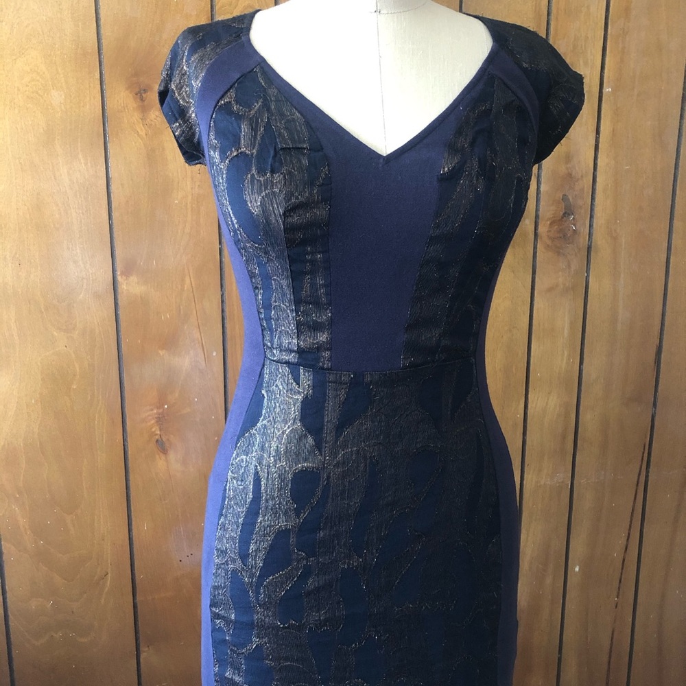 Navy and Lamé bodycon Dress